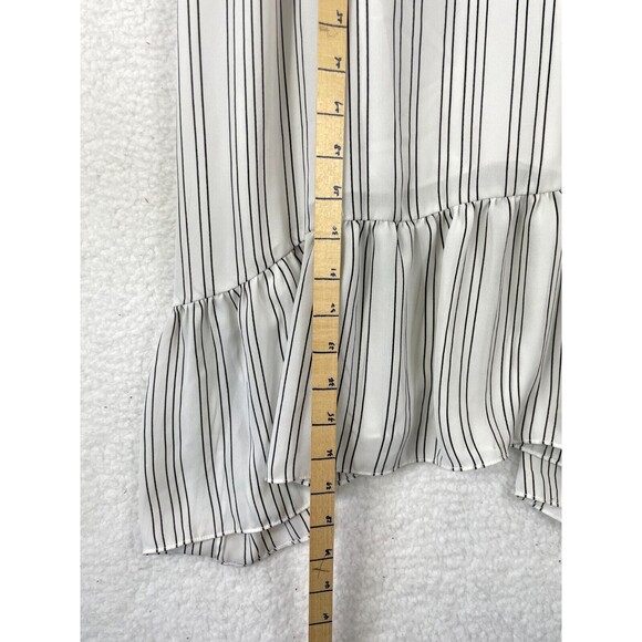 Rebecca Minkoff Ruffle Tiered Dress Women’s Size 0 White Striped Eyelet - Picture 5 of 9